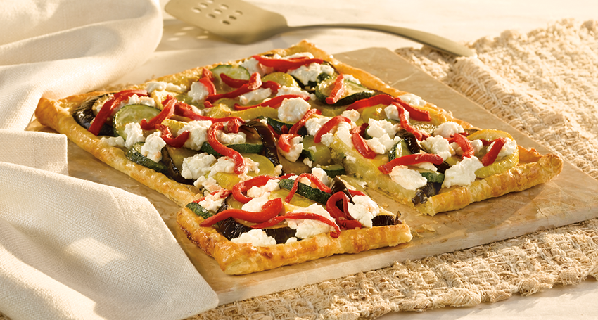 Puff Pastry Roasted Vegetable Pesto Tart